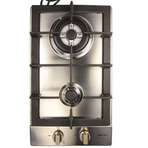 Magic Chef MCSCTG12S 12 in. Gas Cooktop in Stainless Steel with 2 Burners Including Triple Ring Burner