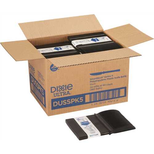 Dixie Ultra DUSSPK5 SmartStock Series-T Black Disposable Polypropylene Plastic Knife Refill Utensils