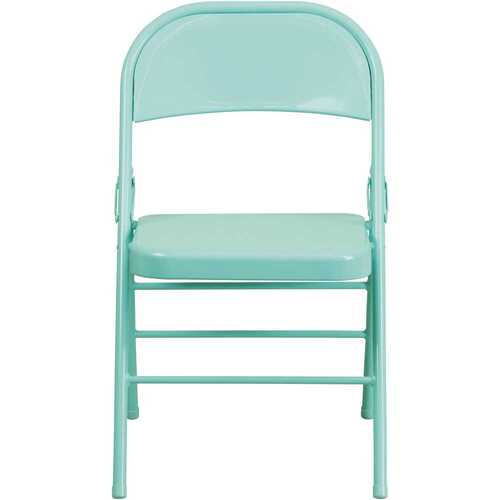 Tantalizing Teal Metal Folding Chair Blue