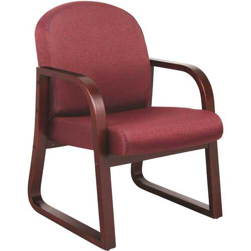 BOSS Office Products B9570-BY 24 in. Width Big and Tall Burgundy and Mahogany Fabric Guest Office Chair with Solid Wood Frame