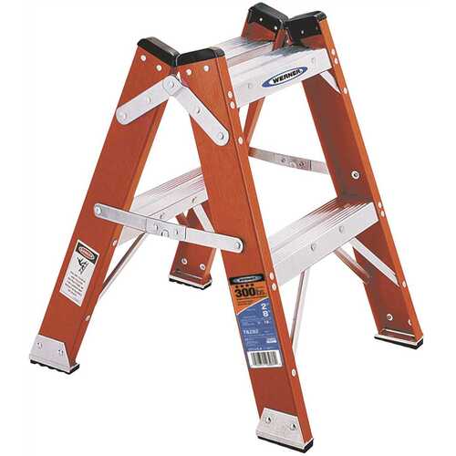 2 ft. Fiberglass Twin Step Ladder with 300 lbs. Load Capacity Type IA Duty Rating