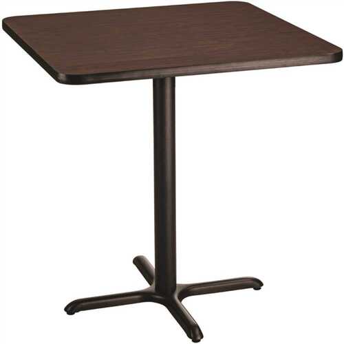 National Public Seating CT33636XCPBTMMY 36 in. Square CT Series Mahogany MDF Laminate Top and Metal X-Base, Composite Wood Cafe Table (Seats 4)