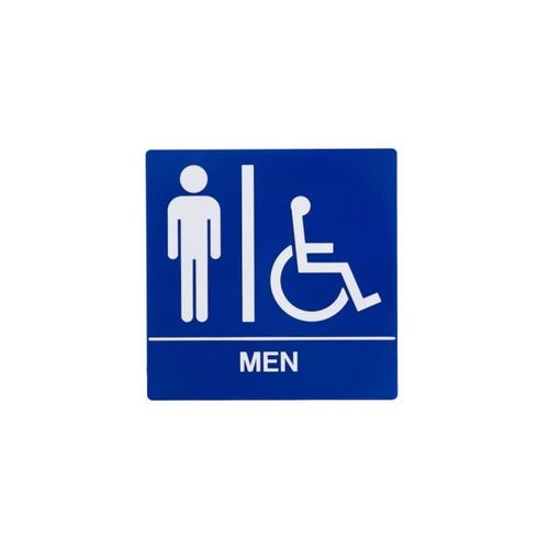 Trimco 527BLUE Blue ADA Square Mens and Handicap Restroom Sign with Braille Blue Finish
