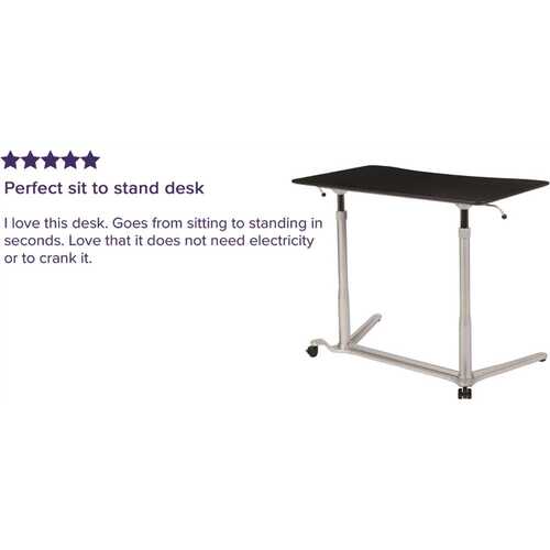 37.4 in. Rectangular Black/Silver Standing Desks with Adjustable Height