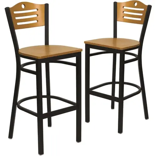 29.75 in. Natural Wood Back/Natural Wood Seat/Black Metal Frame Bar Stool