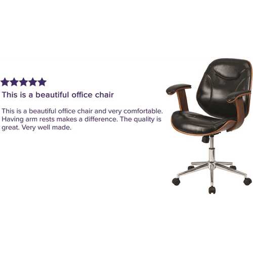 Faux Leather Swivel Office Chair in Black