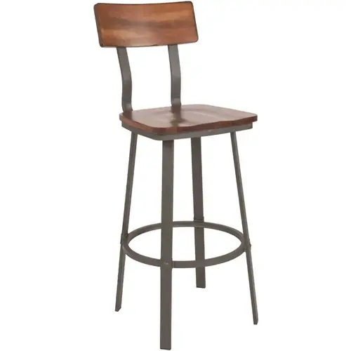 30 in. Rustic Walnut Metal Bar Stool