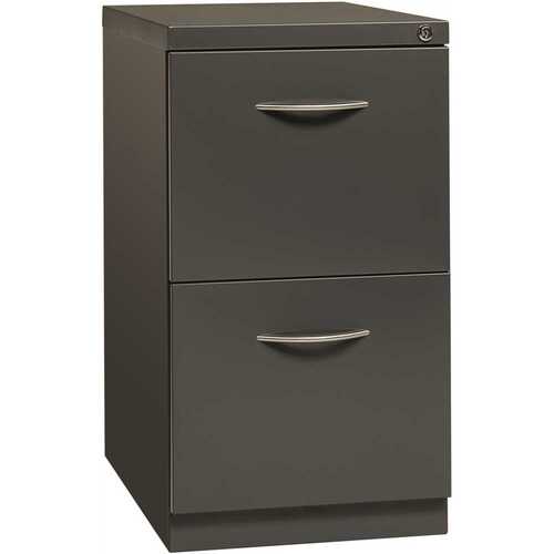 23in Deep Charcoal Metal Mobile Pedestal File Cabinet 2-Drawer File-File with Arch Pull, for Home and Office Letter Size