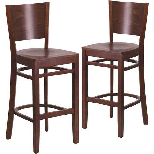 29.25 in. Walnut Wood Seat/Walnut Wood Frame Bar Stool