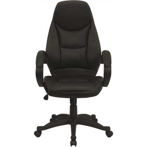 Faux Leather Swivel Ergonomic Office Chair in Black