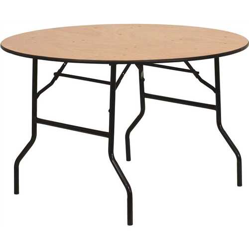 National Brand Alternative CGA-YT-4564-NA-HD 48 in. Natural Wood Tabletop Metal Frame Folding Table Brown