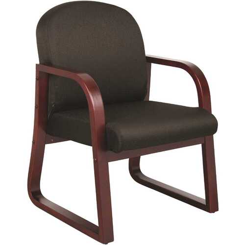 Black Fabric Guest Chair, Mahogany Solid Wood Finish