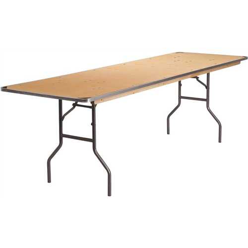 National Brand Alternative CGA-XF-14717-NA-HD 96 in. Natural Wood Tabletop Metal Frame Folding Table Brown