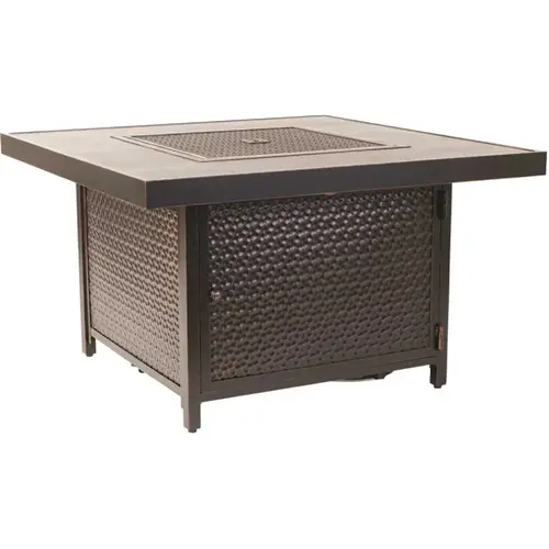 Weyland 40 in. x 24 in. Square Aluminum Propane Fire Pit Table in Antique Bronze