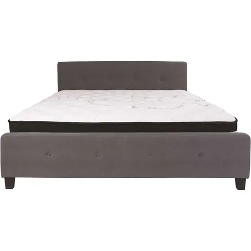 Dark Gray King Platform Bed and Mattress Set