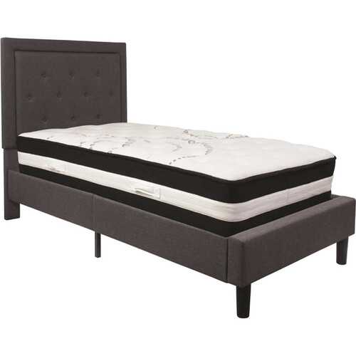 Flash Furniture CGA-SL-228525-DA-HD Dark Gray Twin Platform Bed and Mattress Set