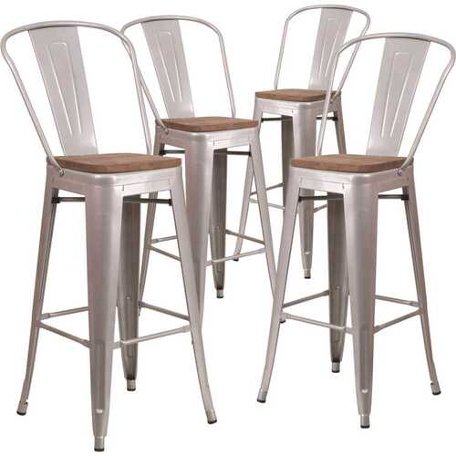 30.25 in. Silver Bar Stool