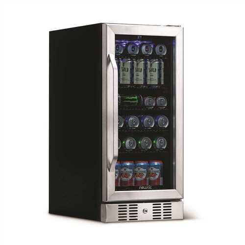 15 in. 96 (12 oz.) Can Built-In Beverage Cooler Fridge w/ Precision Temp Controls, Adjustable Shelves, Stainless Steel
