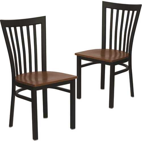 Cherry Wood Seat/Black Metal Frame Restaurant Chairs