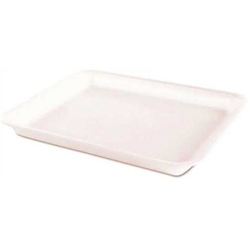 10.5 in. x 8.5 in. x .937 in. White Disposable Foam Meat & Poultry Trays