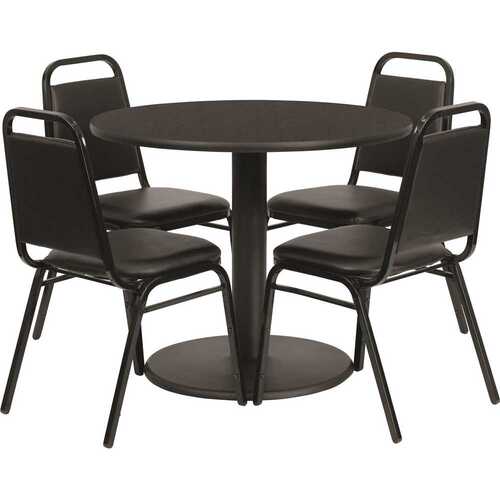 Black Top/Black Vinyl Seat Table and Chair Set