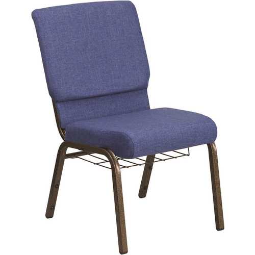 Blue Fabric/Gold Vein Frame Stack Chair