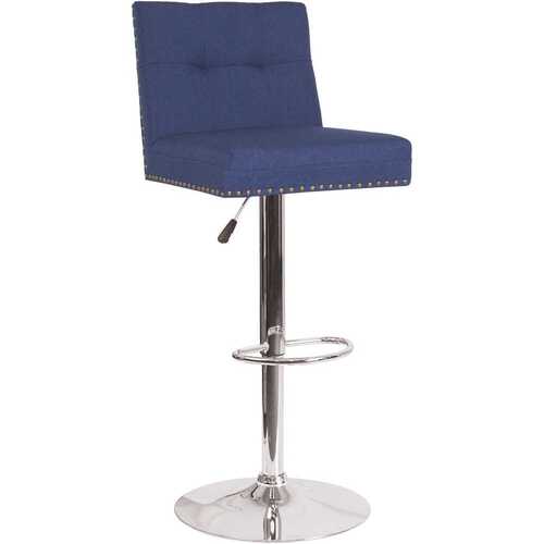 34 in. Blue Fabric Bar Stool