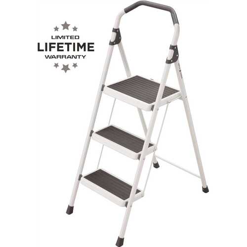 Gorilla Ladders GLS-3-2 3-Step Steel Lightweight Step Stool Ladder 225 lbs. Load Capacity Type II Duty Rating (9ft. Reach Height)