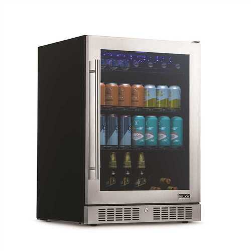 Built-in Premium 24 in. 224 Can Beverage Cooler Color Changing LED Lights, Seamless Stainless Steel Door