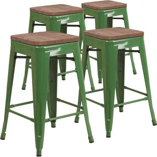 24 in. Green Bar Stool