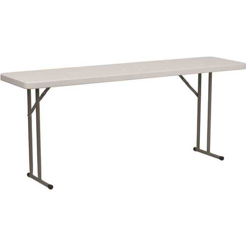 72 in. Granite White Plastic Tabletop Metal Frame Folding Table