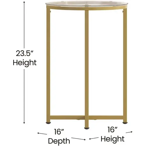 36 in. Clear/Matte Gold Medium Round Glass Coffee Table