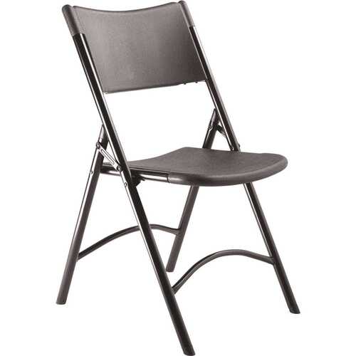 National Public Seating 610 600 Heavy-Duty Black Plastic Metal Frame Folding Chair