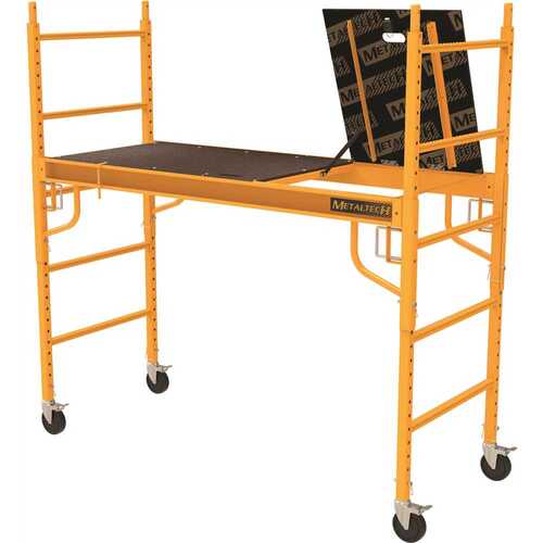MetalTech I-CISCH1 Safeclimb Baker Style Scaffold Rolling Platform, 1250 lbs. Load Capacity, 6 ft. W x 6.25 ft. H x 2.5 ft. D, Steel