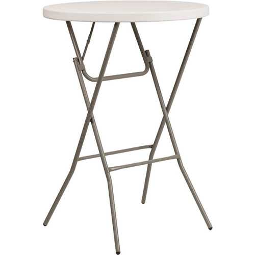 31.25 in. Granite White Plastic Tabletop Metal Frame Folding Table