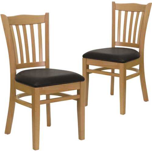 Carnegy Avenue CGA-XU-2838-BL-HD Black Vinyl Seat/Natural Wood Frame Restaurant Chairs