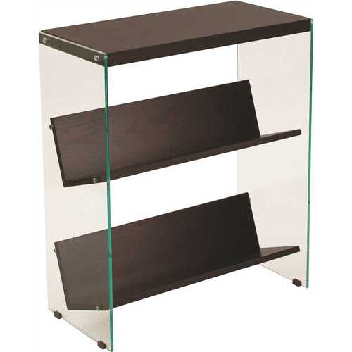 28 in. Dark Ash Glass 3-shelf Standard Bookcase with Open Back