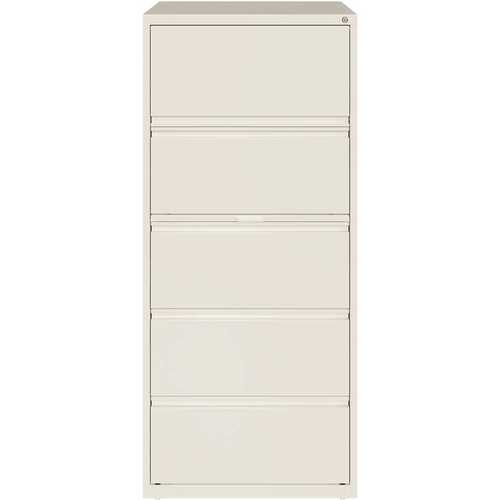 HL10000 White 30 in. Wide 5-Drawer Lateral File Cabinet with Posting Shelf and Roll-Out Binder Storage