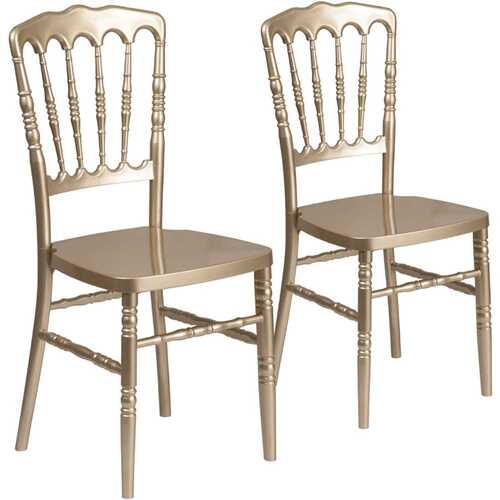 Carnegy Avenue CGA-LE-209468-GO-HD Gold Resin Napoleon Chiavari Chairs