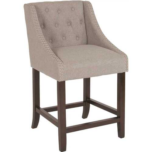 Carnegy Avenue CGA-CH-229132-LI-HD 24 in. Light Gray Fabric Bar Stool Color/Finish Family