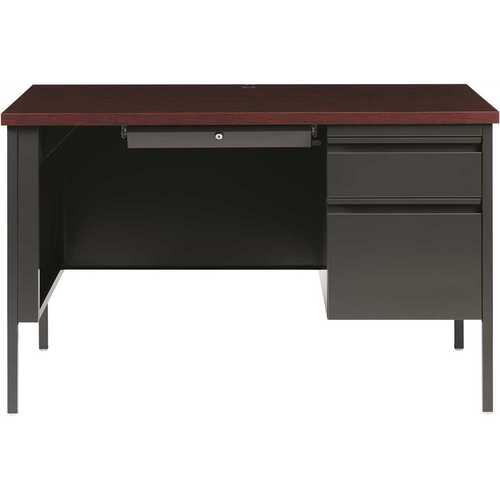 Commercial 48 in. W x 30 in. D Rectangular Charcoal / Mahogany 3-Drawer Executive Desk