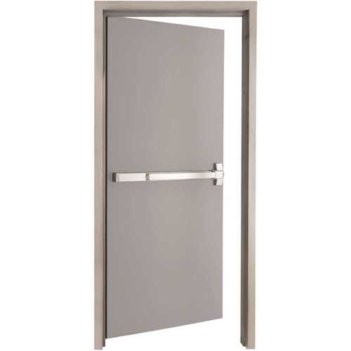 Armor Door VSDFRKD3684EL 36 in. x 84 in. Fire-Rated Gray Left-Hand Flush Steel Commercial Door with Panic Bar, Knock Down Frame and Hardware