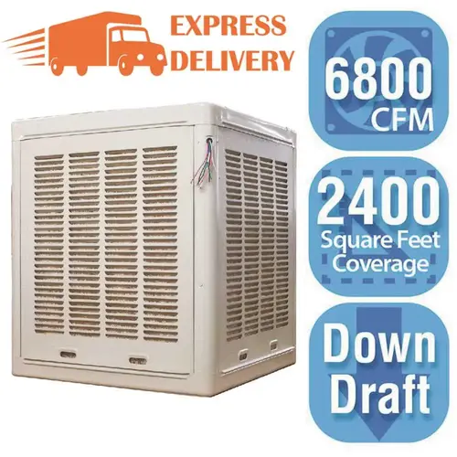 Hessaire A68D-B 6,800 CFM Down-Draft Aspen Evaporative Cooler for 2,400 sq. ft. (Motor not Included) White