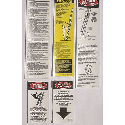 Fiberglass Extension Ladder Safety Labels, 300 lbs