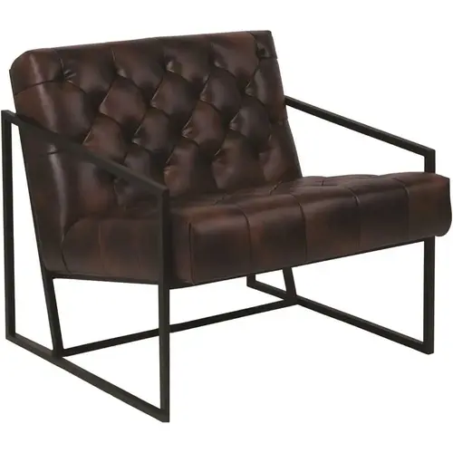 Faux Leather Cushioned Reception Chair in Brown