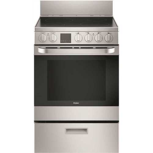Haier QAS740RMSS 24 in. 2.9 cu. ft. Electric Range with Self-Cleaning Convection Oven in Stainless Steel