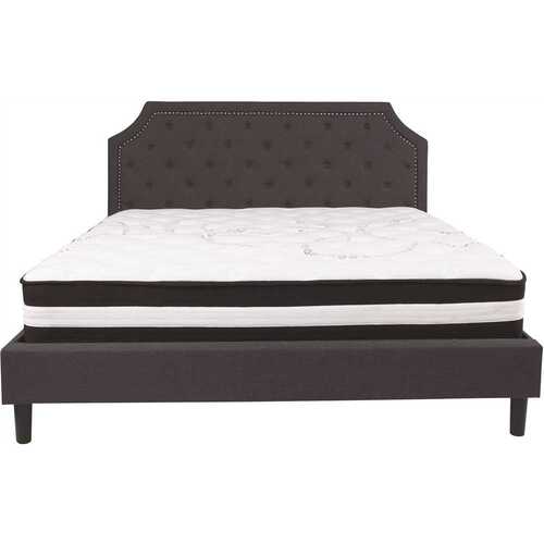 Dark Gray King Platform Bed and Mattress Set