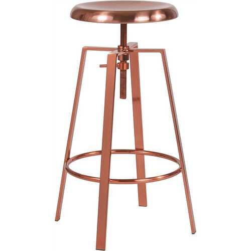 35 in. Adjustable Height Rose Gold Bar Stool