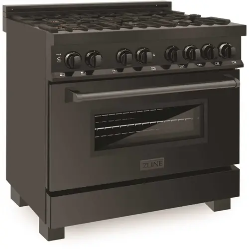 36 in. 6-Burner Dual Fuel Range with Brass Burners in Black Stainless Steel