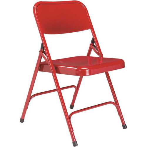 200 Series Red Premium All-Steel Double Hinge Folding Chair - pack of 4